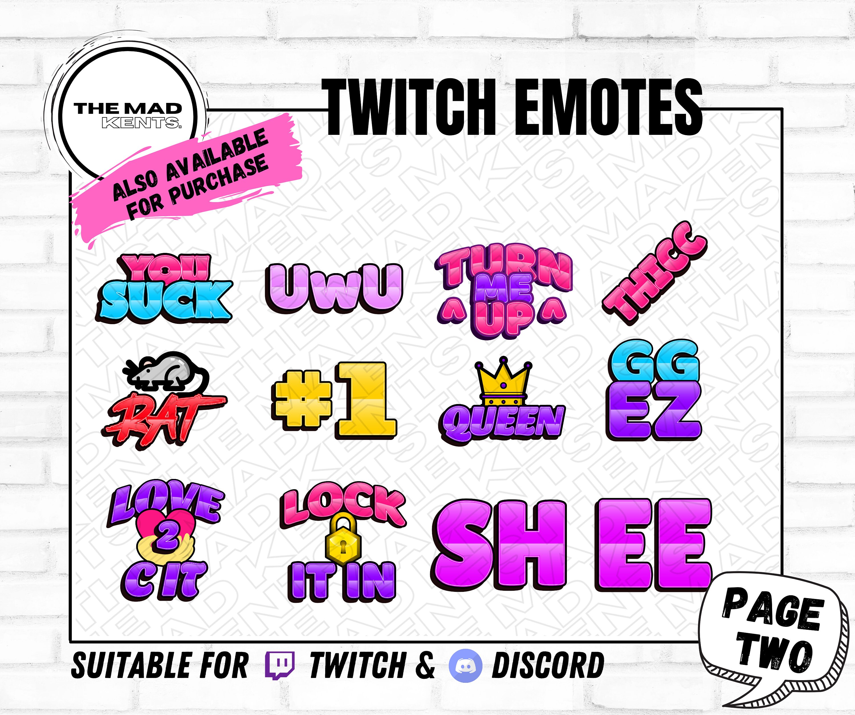 25 Twitch Emotes Pack // Cod Warzone Text / Mod Love Hax Git Gud No