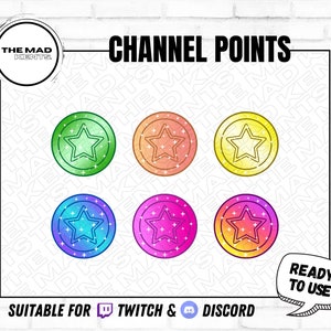 Shiny Star Coin Channel Points / Emote- Twitch 6 colors