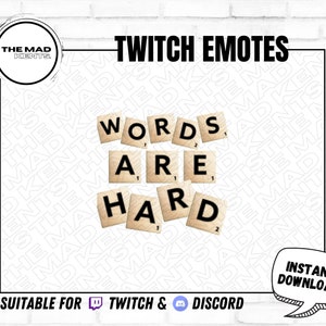 Palavras são difíceis / Twitch e Discord Emote / Scrabble Letter / Jogo de tabuleiro