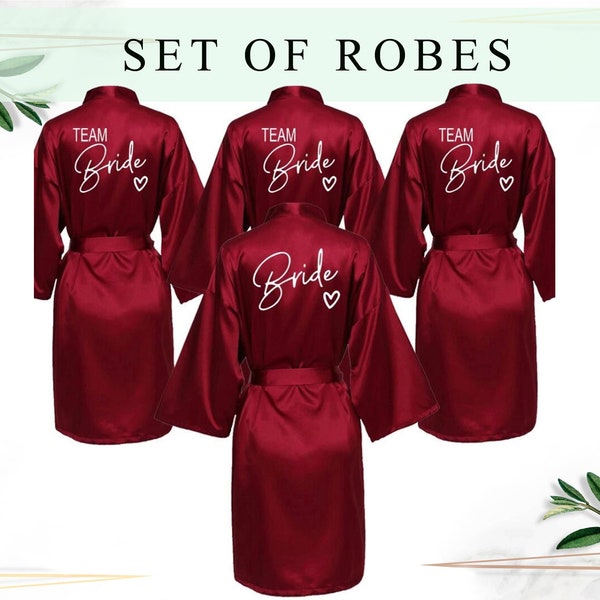 Set Of Satin Robe Custom Robes Personalized Robes Customized Robes Bridesmaid Proposals Robe Custom Bridal Robe Kimono Robes Birthday Robes