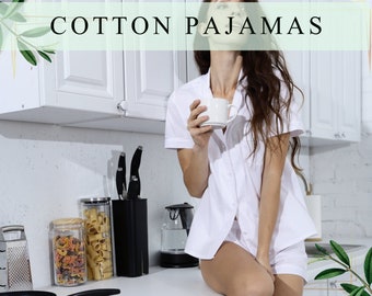 Cotton Pajamas Set Custom Pajama Bridal Pajamas Bridesmaid Jersey Pajamas Personalized Pajamas Night Ware Pajamas Gift For Her Wedding Gift