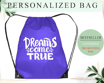 Personalized Name Drawstring Bag Customize Drawstring Custom Gym Drawstring Bag Bridal party Drawstring bag Gift For Her Wedding Gift