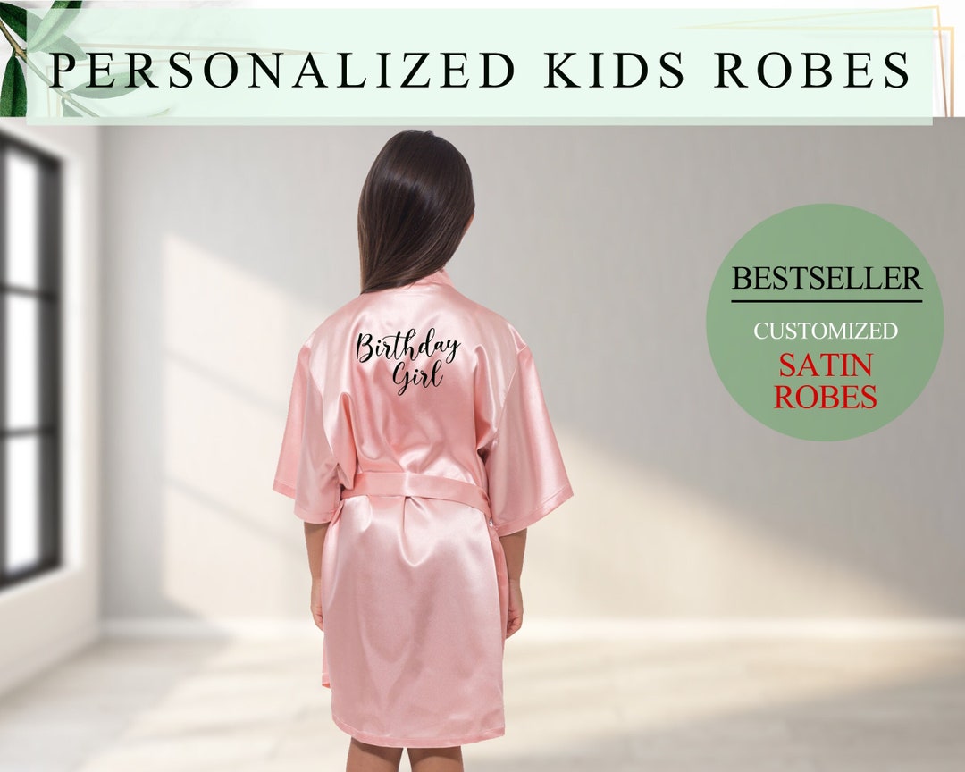 Birthday Party Satin Kids Robes With Names Personalized Kids Robes