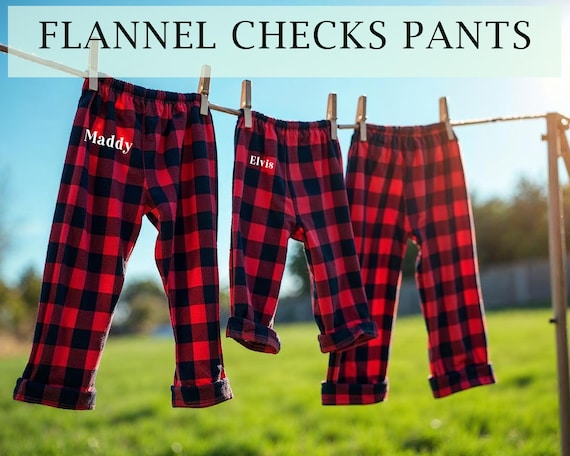 Personalized Flannel Pants Matching Christmas Pants Christmas Pants for Family Bridesmaid Buffalo Plaid Pants Unisex Pajamas Pants