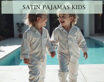 Customize Kids Pajama Set Personalized Satin Pajamas Bridesmaid Pajama Custom Pajamas Set Bridal Pajama Set Satin Full Pajama Set Night Wear