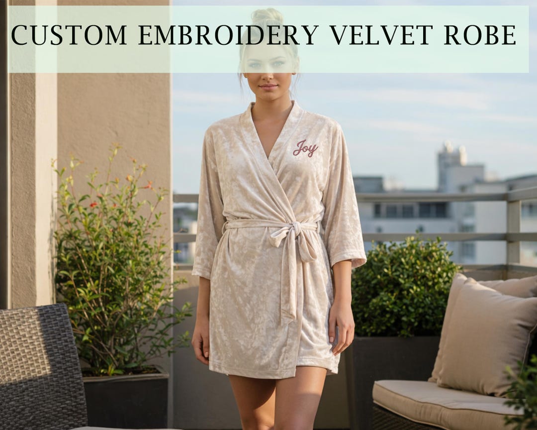 Congratulations Scroll Robe Custom Name Embroidery Velvet Robe Women, Personalized Bridal Party ...