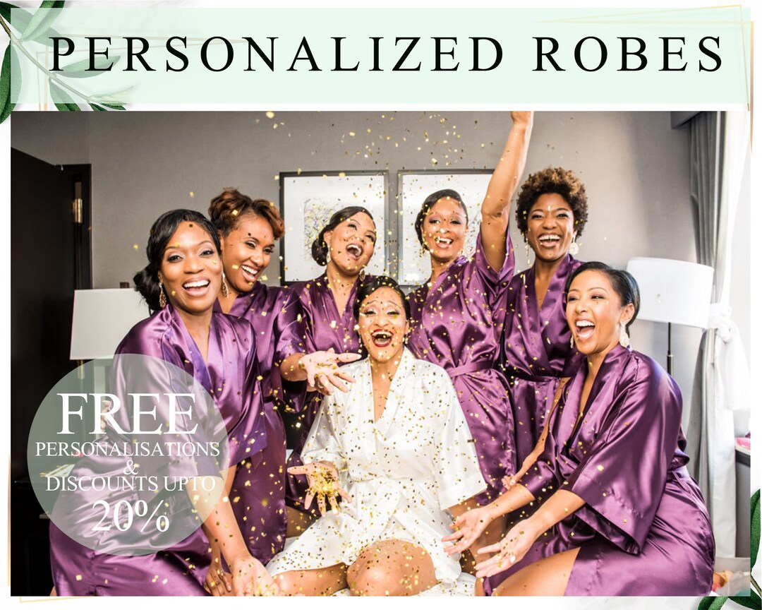 Set of Satin Robe Custom Robes Personalized Robes Customized Robes Bridesmaid Proposals Robe ...