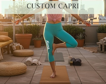 Custom Print Capri Personalized Capri Gym Capri 3/4 Capri Pants Workout Capri Yoga Capri Custom Gift For Her Capri leggings Exercise Capri