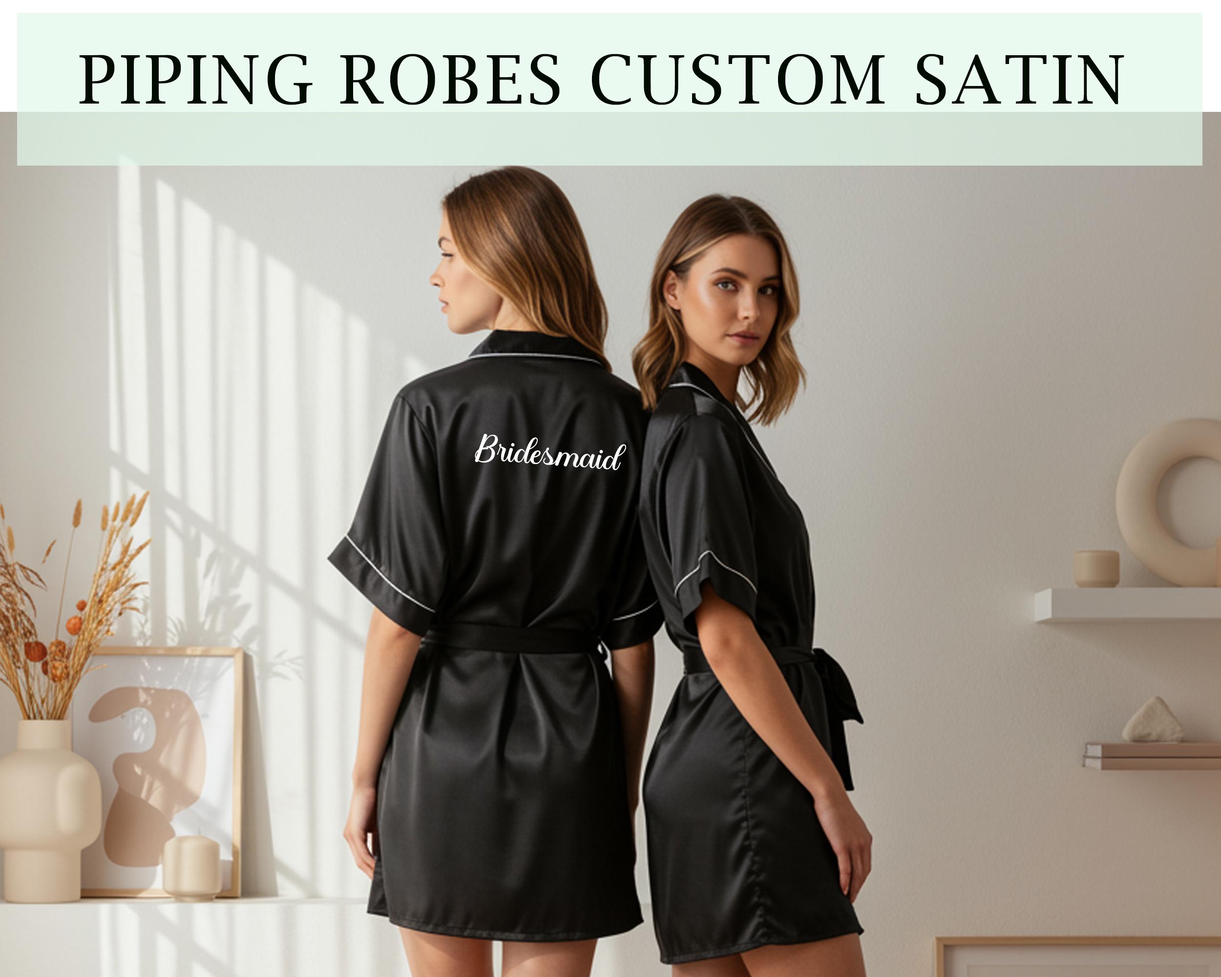 Bridal Satin Piping Robes Personalized Bridesmaid Robes Wedding Party ...