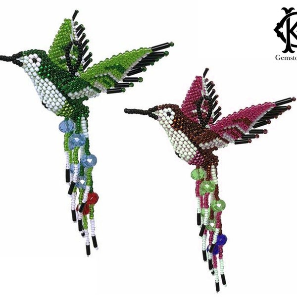 Hummingbird Seed Beaded Key Chain / Hanging Decors / Room Interior / Garden Decor / Beaded Humming Bird / Hummingbird Ornament Hand Beaded