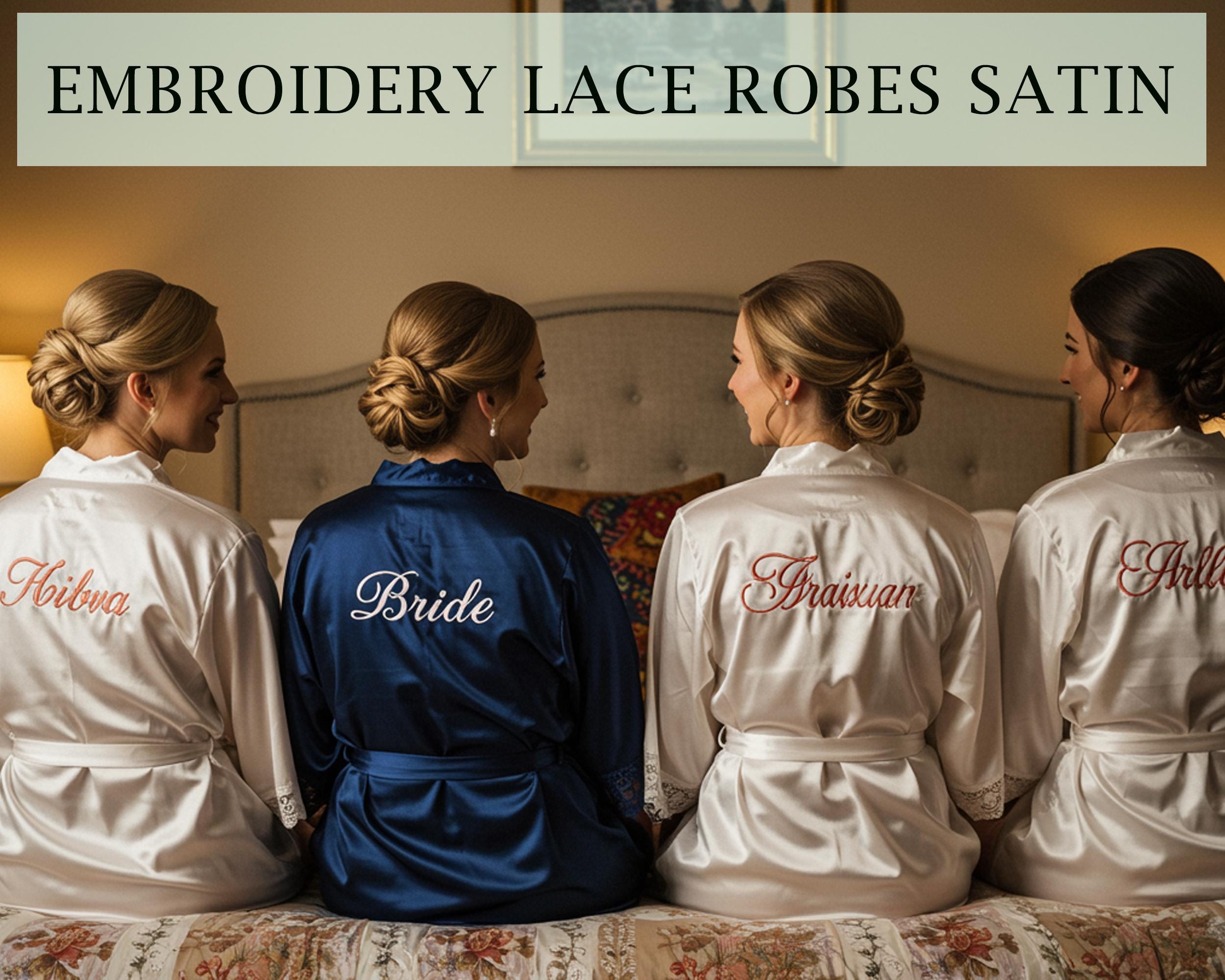 Customized Robe Customized Satin Robes, Embroidered Lace Robes, Satin Lace Trim Robe ...
