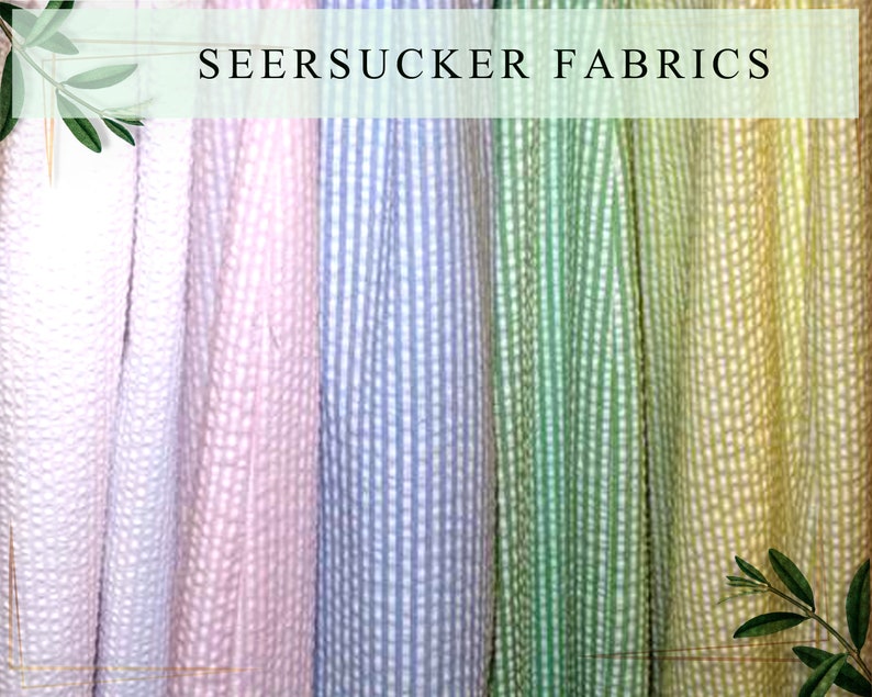 Seersucker Fabric By The Yard Half Yard Many Colors Designer Seersucker Striped Cotton Blend Seersucker image 4