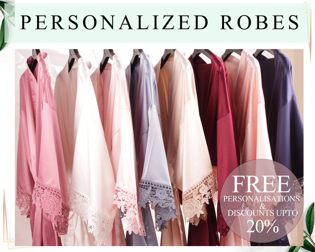 Personalized Lace Robes Satin Lace Bridesmaid Robes Custom Satin Lace