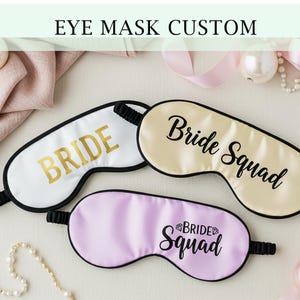 Personalized Sleep Eye Mask Custom Eye Mask Satin Eye Mask Bachelorette Party Mask Bridal Sleep Mask Wedding Favors Bridesmaid Gift Box