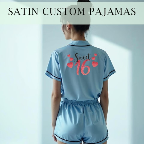 Customized Sweet 16 personalized pajama set, sixteenth birthday gift for girls