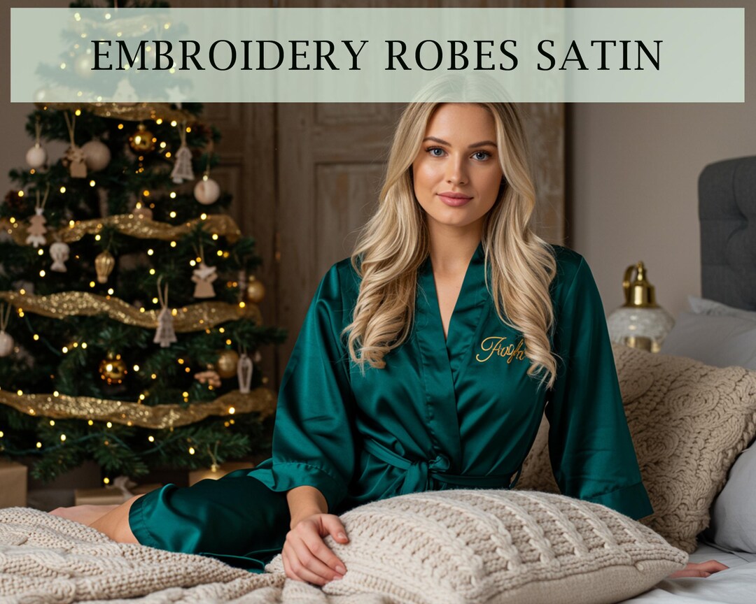 Embroidery Robe Custom Satin Robes Customized Embroidery Robes Personalized Embroidered ...