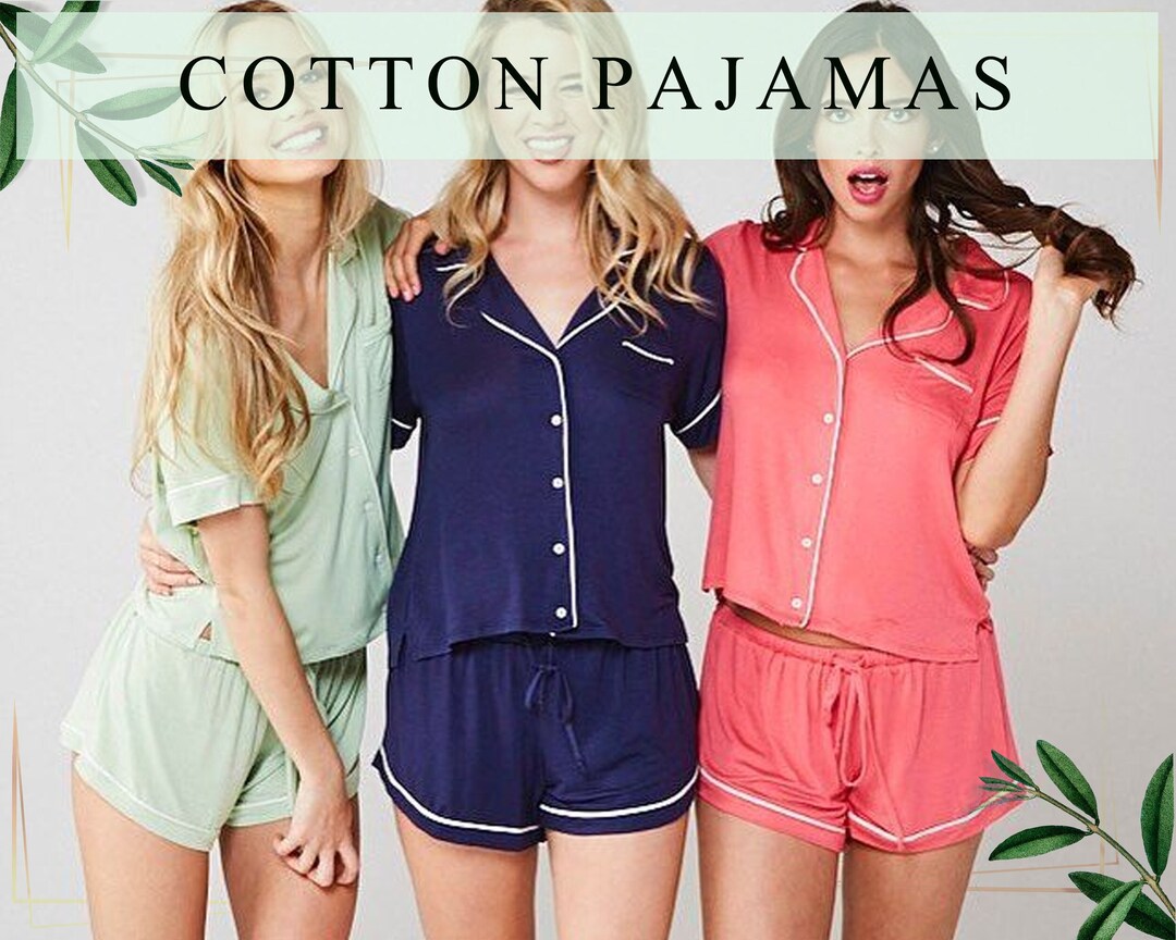 Cotton Pajamas Set Custom Pajama Bridal Pajamas Bridesmaid Jersey