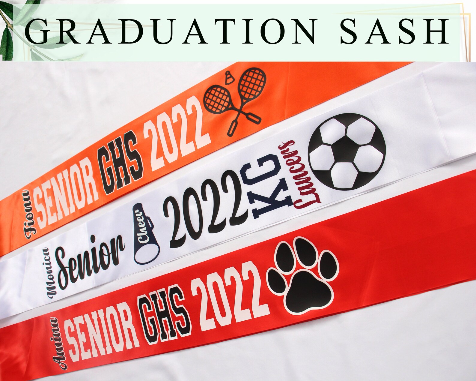 Customized Sashes Senior Sashes, Cheer Sashes, Customized Sash for Any Occasion, Glitter ...