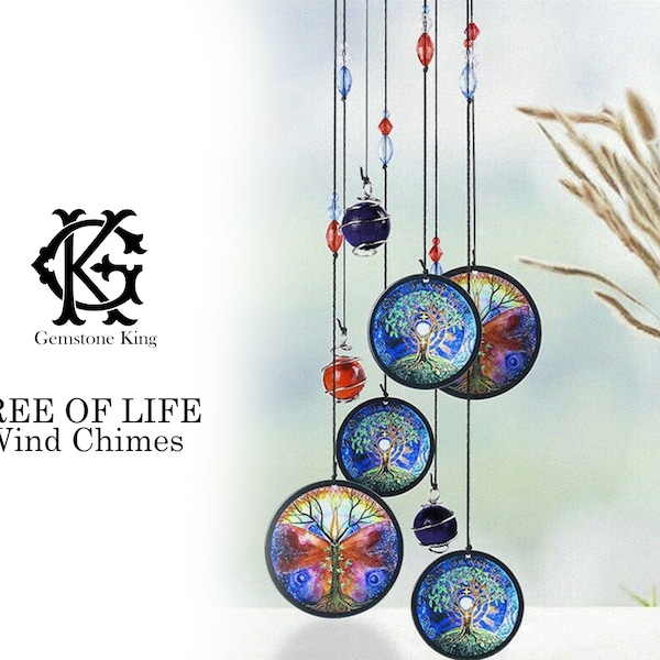 Tree of Life Butterfly Metal Wind Chime Rainbow Maker Garden Outdoor Porch Decor Birthday Anniversary Sympathy Christmas Gifts Wedding Gifts