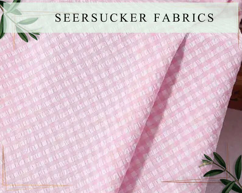 Seersucker Fabric By The Yard Half Yard Many Colors Designer Seersucker Striped Cotton Blend Seersucker image 3