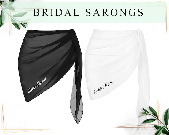 Customized Sarongs Beach Wrap Bachelorette Party Swim Cover Up Bridal Sarongs Bride Tribe Cover Up Team Bride Sarong Women Short