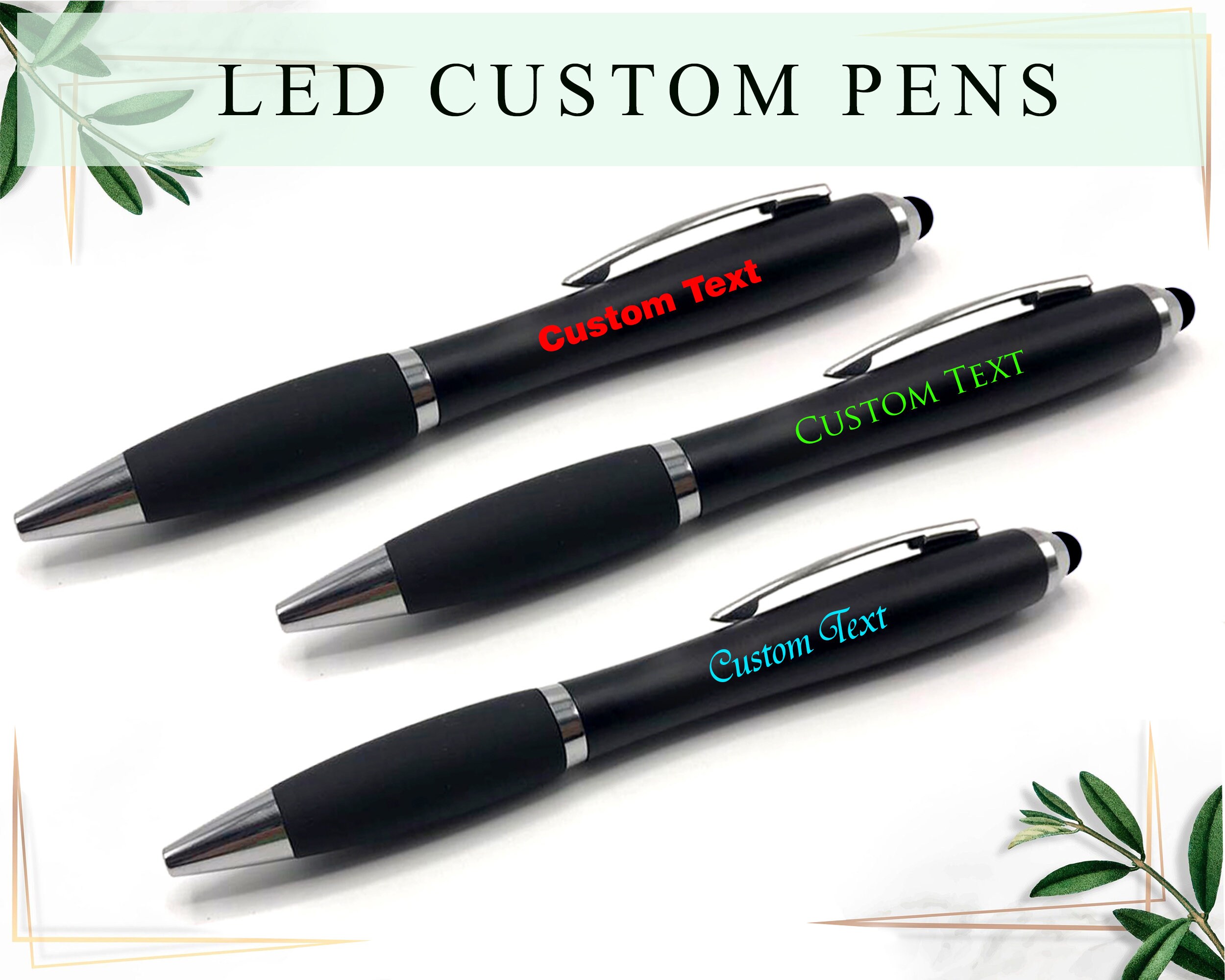 Personalized LED Pen Customized LED Pens With Stylus Custom Name Pens ...