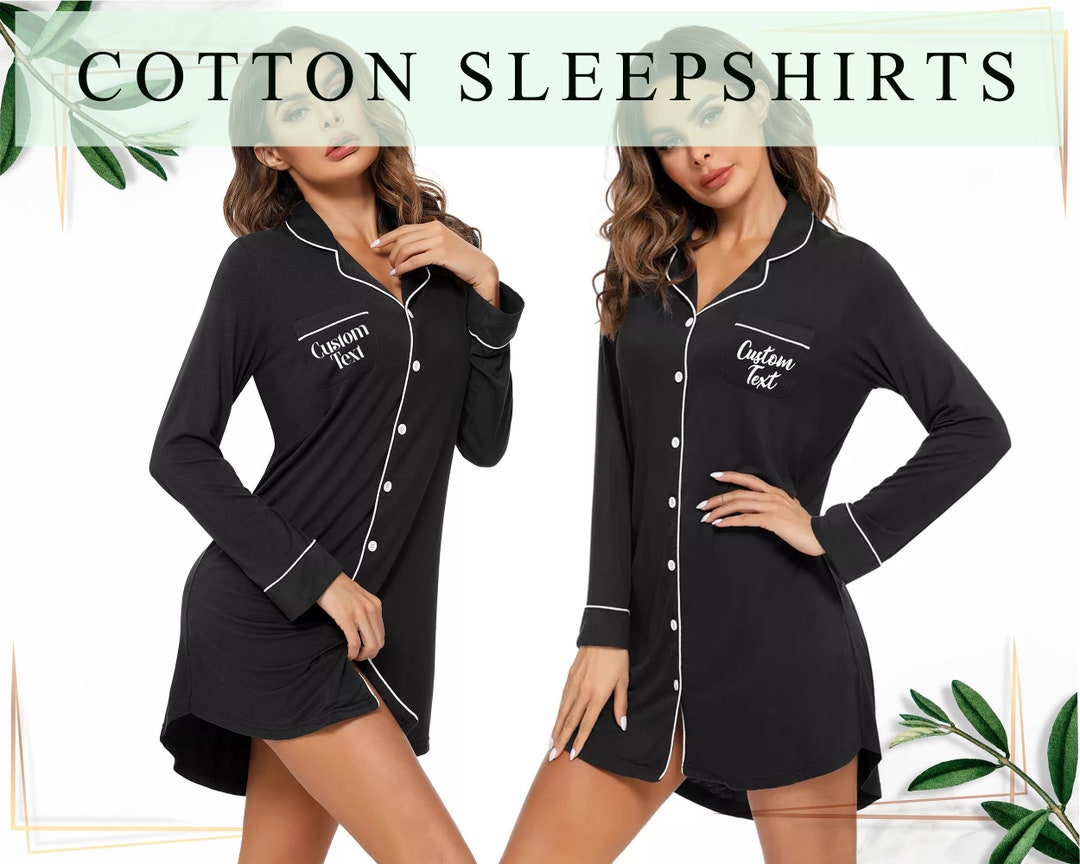 Custom Cotton Sleep Shirts Personalized Sleep Shirt Customized Etsy