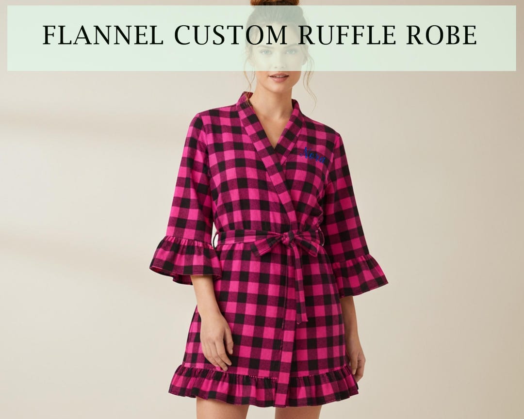 Rubal Friend Robe Custom Flannel Ruffle Robe, Personalized Bridesmaid & Bridal Party Robe ...