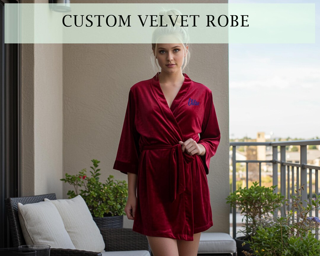Personalised Prom Robe Personalized Velvet Robe for Women Custom Name, Bridal Party Robe ...