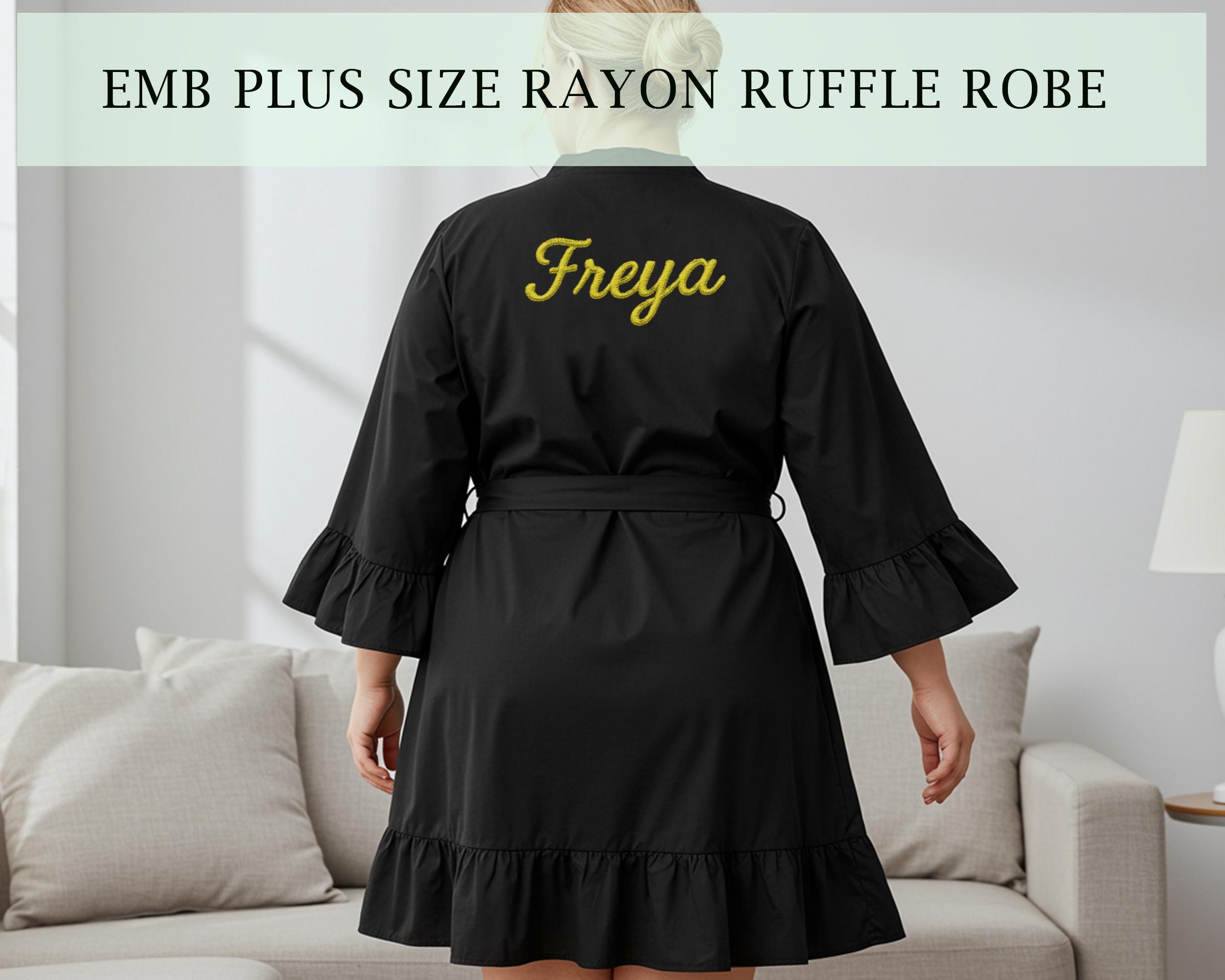 Rubal Friend Robe Custom Embroidered Rayon Ruffle Robe Bridesmaid Gift Wedding Robe ...