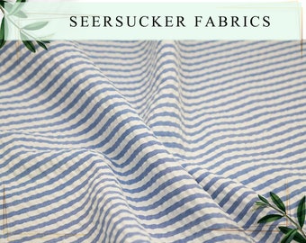 Seersucker Fabric By The Yard Half Yard Many Colors Designer Seersucker Striped Cotton Blend Seersucker