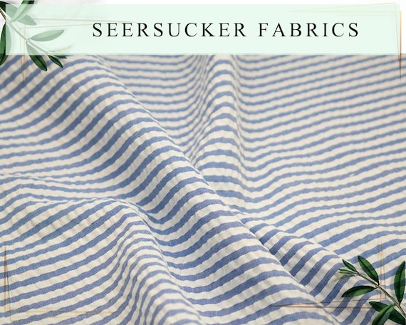 Seersucker Fabric By The Yard Half Yard Many Colors Designer Seersucker Striped Cotton Blend Seersucker