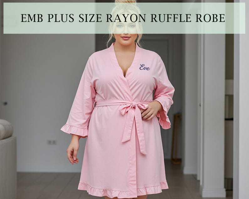 Custom Embroidered Rayon Ruffle Robe Bridesmaid Gift Wedding Robe ...