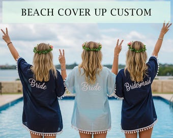 Beach Wrap Bridal Sarongs Customized Bachelorette Party Swim Cover Up Custom Bride Tribe Cover Up Women Cover Ups Team Bride Bikini Wrap
