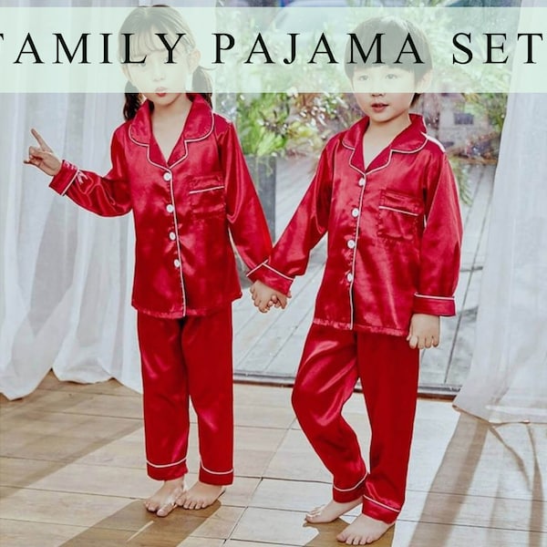 Christmas Satin Pajamas for Family Custom Satin Pajamas Christmas Matching Pajamas Christmas Gift Satin Pjs Personalized Pjs Xmas Eve Gift