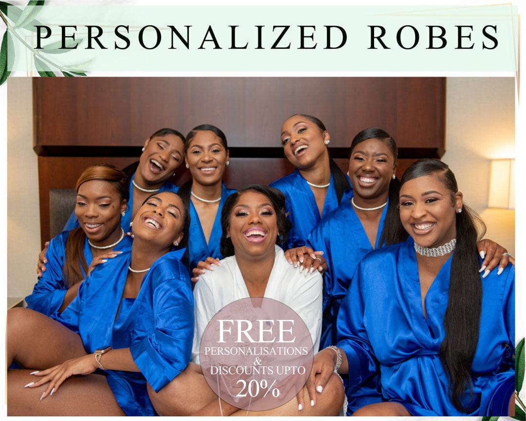 Personalized Robes Set of Satin Robe Custom Robes Customized Robes Bridesmaid Proposals Robe ...