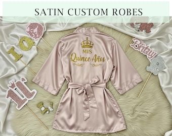 Custom Quinceanera Robes, Mis Quince Anos Robes, Mis Quince, Robes for Mama de Quince, Quinceanera Gifts, Birthday Robes, Satin Quince Robes