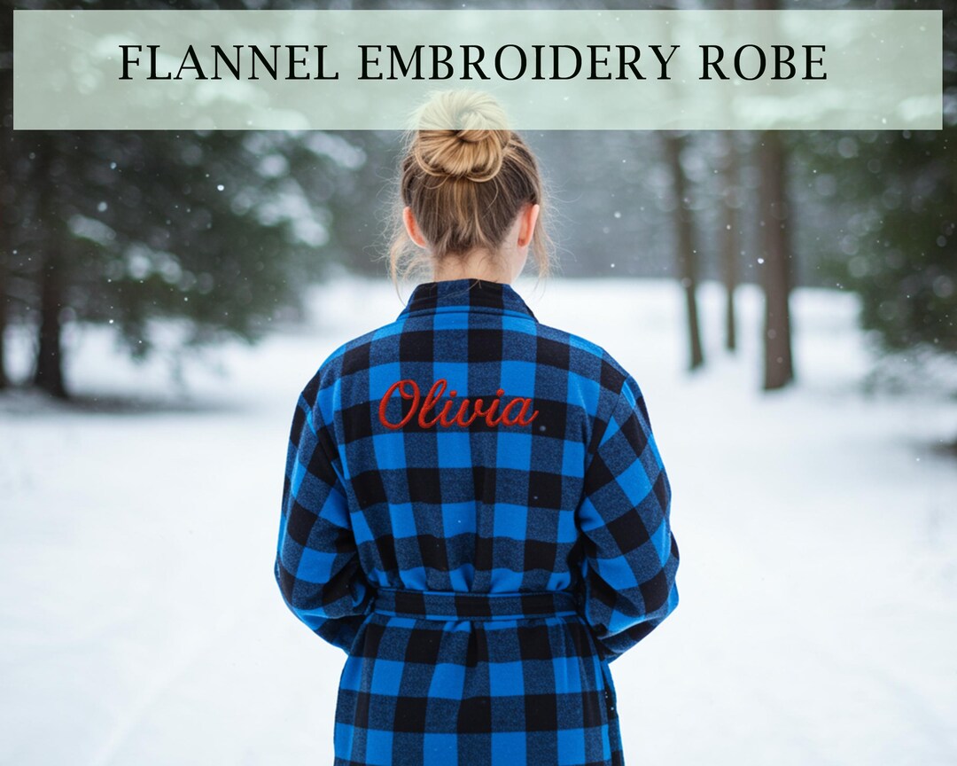 Congratulations Scroll Robe Custom Embroidered Flannel Robe for Women, Birthday Gifts Robe ...