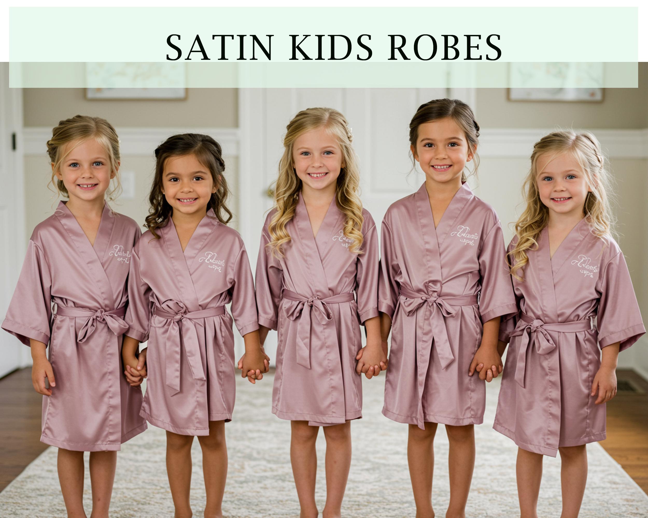 Accappatoi personalizzati per bambini | Vestaglie in raso per damigelle | Abiti da sposa | Abiti da sposa | Regalo per damigella d'onore | Vestaglia in raso | Abiti per feste di compleanno