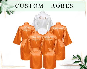 Vestaglie da damigella d&#39;onore | Vestaglie da sposa Brunt Orange | Regali per damigelle d&#39;onore | Vestaglie da damigella d&#39;onore personalizzate | Vestaglie da sposa personalizzate | Regalo per lei
