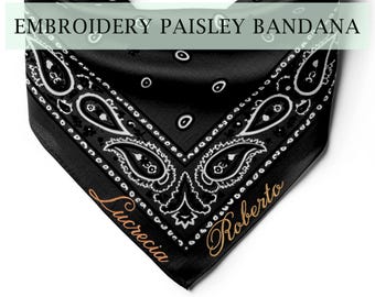 Customize Embroidered Bandana Personalized Embroidery Name Bandana Custom Text Bandana Custom Logo Bandana Custom Headband Cotton Hankie