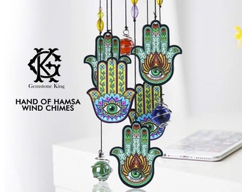 Hamsa Evil Eye Metal Wind Chime Sun Catcher Crystal Large Palm Chakra Suncatcher Wall Hanging Rainbow Maker Memorial Sympathy Gifts