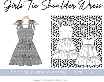 Teen Tie Shoulder Summer Dress Digital PDF Sewing Pattern, Instant ...