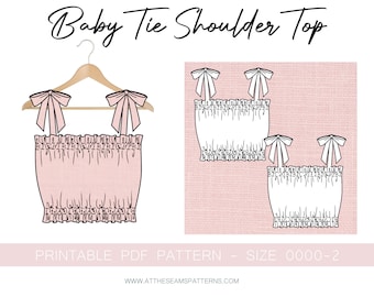 Baby Tie Shoulder Top Digital PDF Sewing Pattern, Instant Download | Size 0000-2 | A4, U.S Letter, A0 |