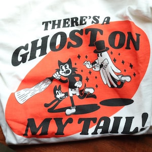 Rolig Halloween-t-shirt med spökjakt, retro-tecknad film, läskig t-shirt