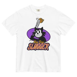 Baseball Cat T-Shirt, Vintage Cartoon Sports Tee, Home Run Cat Shirt, Baseball Jersey Shirt, Baseball Mascot Style Shirt Tee