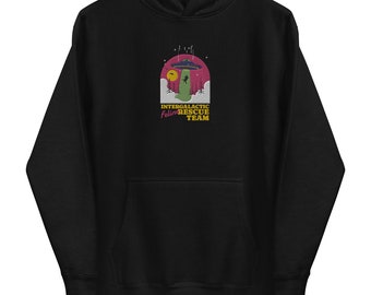 Space Cat, Feline Rescue, UFO Kitty, Animal Rescue Sweatshirt, Embroidered Cat Space Hoodie, Embroidered Alien Hoodie, Black Cat, Catsronaut