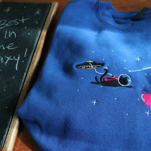 Astronaut Cat, Cat Rescue, UFO Kitty, Animal Rescue Sweatshirt, Embroidered Space Cat Sweater, Alien Cat Sweatshirt, Pet Rescue, Catsronaut