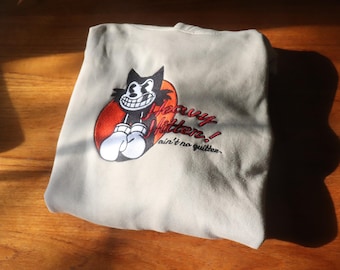 Vintage-Inspired Heavy Hitter Sweatshirt, Fierce Cat Fighter, Workout Athletic Motivational Sweatshirt, Streetwear Boxing Cat Hoodie