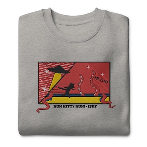 UFO Cat, Cat Rescue, Animal Rescue Sweatshirt, Embroidered Space Cat Sweater, Alien Cat Sweatshirt, Pet Rescue, Space Comics, Comic Book Cat